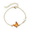 Fashion Link Bracelet with Oil Painted Butterfly Charm Bangles Imitation Pearl Wedding Bridal Bracelets Birthday Jewelry Gift